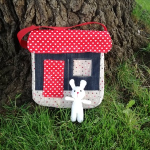 Nyuszi háza (kék), Táska & Tok, Kézitáska & válltáska, Válltáska, Horgolás, Varrás, MESKA