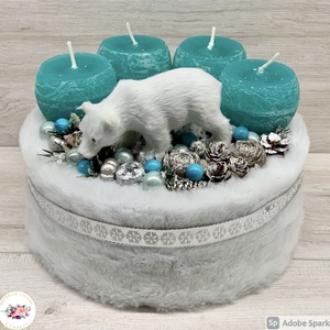 Északi fény adventi koszorú, Karácsony, Adventi díszek, Adventi koszorú, Virágkötés, MESKA