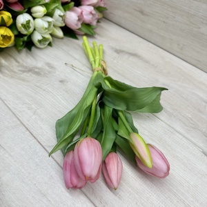 5 szálas real-touch, élethű tulipán - rózsaszín - Meska.hu
