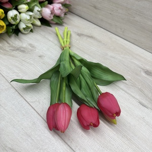 5 szálas real-touch, élethű tulipán - málnapiros - Meska.hu