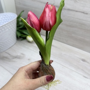 Élethű, real-touch hagymás tulipán - pink - otthon & életmód - dekoráció - virágdísz és tartó - csokor & virágdísz - Meska.hu