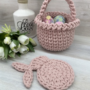 Nyuszis, húsvéti horgolt poháralátét - otthon & életmód - konyhafelszerelés, tálalás - tálalás - tányér- és poháralátét - Meska.hu