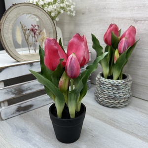 Pink élethű, real-touch tulipán kompozíció - Meska.hu