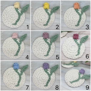 3D tulipános horgolt poháralátét - otthon & életmód - konyhafelszerelés, tálalás - tálalás - tányér- és poháralátét - Meska.hu