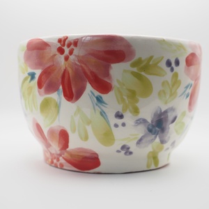 Korongozott, piros virágmintával díszített kerámia tál., Otthon & Életmód, Dekoráció, Asztal és polc dekoráció, Dekorációs tál, tartó, , MESKA