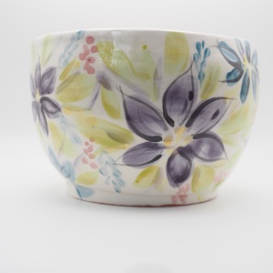 Korongozott, lila virágmintával díszített kerámia tál , Otthon & Életmód, Dekoráció, Asztal és polc dekoráció, Dekorációs tál, tartó, , MESKA