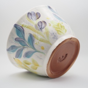 Korongozott, mezei virágmintával díszített kerámia tál   - otthon & életmód - dekoráció - asztal és polc dekoráció - dekorációs tál, tartó - Meska.hu