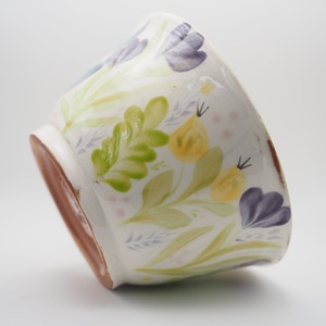 Korongozott, mezei virágmintával díszített kerámia tál   - otthon & életmód - dekoráció - asztal és polc dekoráció - dekorációs tál, tartó - Meska.hu