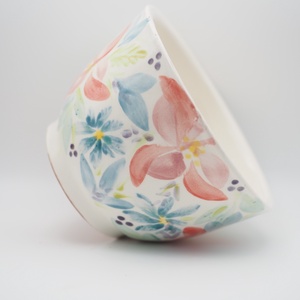 Korongozott, pasztell virágmintával díszített kerámia tál  , Otthon & Életmód, Dekoráció, Asztal és polc dekoráció, Dekorációs tál, tartó, , MESKA