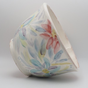 Korongozott, pasztell virágmintával díszített kerámia tál   - otthon & életmód - dekoráció - asztal és polc dekoráció - dekorációs tál, tartó - Meska.hu