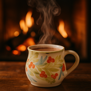 Piros bogyós kerámia bögre - otthon & életmód - konyhafelszerelés, tálalás - tálalás - bögre & csésze - Meska.hu