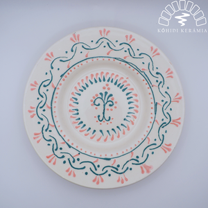 Korongozott kerámia kistányér - Népi ihletésű írókás mintával, Otthon & Életmód, Konyhafelszerelés, tálalás, Tálalás, Tányér- és poháralátét, Agyagozás, MESKA