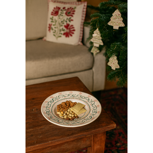 Korongozott kerámia kistányér - Népi ihletésű írókás mintával - otthon & életmód - konyhafelszerelés, tálalás - tálalás - tányér- és poháralátét - Meska.hu