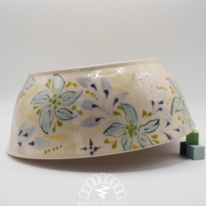 Pasztell kék virágmintával díszített kerámia tál   - otthon & életmód - dekoráció - asztal és polc dekoráció - dekorációs tál, tartó - Meska.hu