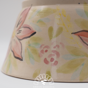 Korongozott, pasztell rózsaszín virágmintával díszített kerámia tál   - otthon & életmód - dekoráció - asztal és polc dekoráció - dekorációs tál, tartó - Meska.hu