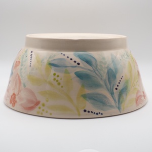 Pasztell színű virágmintával díszített kerámia tál   - otthon & életmód - konyhafelszerelés, tálalás - tálalás - tányér & étkészlet - Meska.hu