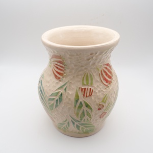 Krámia váza festett és metszett mintával  - otthon & életmód - dekoráció - asztal és polc dekoráció - dekorációs tál, tartó - Meska.hu