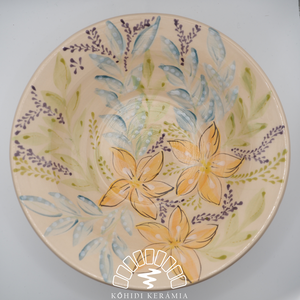 Kézzel készült kerámia tányér � narancs színű virágmintával, Otthon & Életmód, Konyhafelszerelés, tálalás, Tálalás, Tányér- és poháralátét, Agyagozás, MESKA