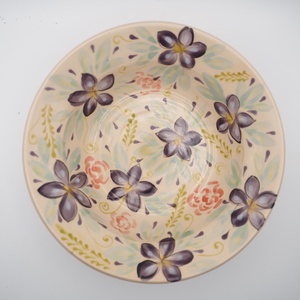 Kerámia mélytányér � ibolya lila virágmintával - Meska.hu