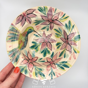 Kerámia tányér � kolibri és virág, Otthon & Életmód, Konyhafelszerelés, tálalás, Tálalás, Tányér- és poháralátét, Agyagozás, MESKA