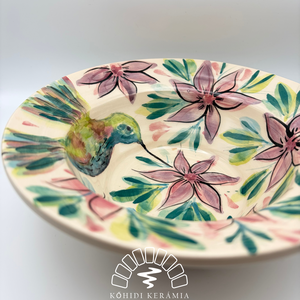 Kerámia tányér � kolibri és virág - otthon & életmód - konyhafelszerelés, tálalás - tálalás - tányér- és poháralátét - Meska.hu