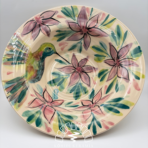 Kerámia tányér � kolibri és virág - otthon & életmód - konyhafelszerelés, tálalás - tálalás - tányér- és poháralátét - Meska.hu