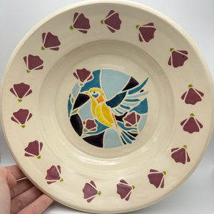 Kerámia tányér � madár mintával - otthon & életmód - konyhafelszerelés, tálalás - tálalás - tányér- és poháralátét - Meska.hu
