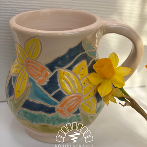 Kerámia bögre nárciszokkal - otthon & életmód - konyhafelszerelés, tálalás - tálalás - bögre & csésze - Meska.hu