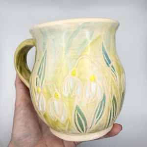 Kerámia bögre hóvirágokkal - otthon & életmód - konyhafelszerelés, tálalás - tálalás - bögre & csésze - Meska.hu