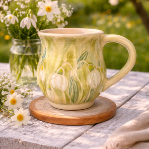 Kerámia bögre hóvirágokkal - otthon & életmód - konyhafelszerelés, tálalás - tálalás - bögre & csésze - Meska.hu