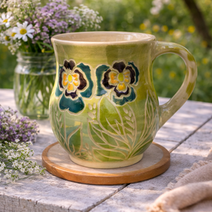 Kerámia bögre ibolya virágokkal - otthon & életmód - konyhafelszerelés, tálalás - tálalás - bögre & csésze - Meska.hu