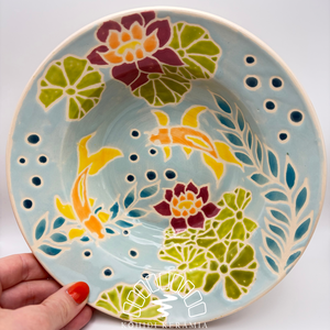 Kerámia tányér � halacskás tavi minta, Otthon & Életmód, Konyhafelszerelés, tálalás, Tálalás, Tányér- és poháralátét, Agyagozás, MESKA