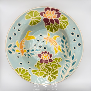 Kerámia tányér � halacskás tavi minta - otthon & életmód - konyhafelszerelés, tálalás - tálalás - tányér- és poháralátét - Meska.hu