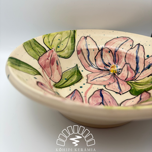 Kerámia tányér � tavi rózsás festett mintával - otthon & életmód - konyhafelszerelés, tálalás - tálalás - tányér- és poháralátét - Meska.hu