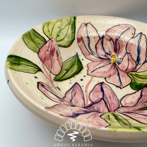 Kerámia tányér � tavi rózsás festett mintával - otthon & életmód - konyhafelszerelés, tálalás - tálalás - tányér- és poháralátét - Meska.hu