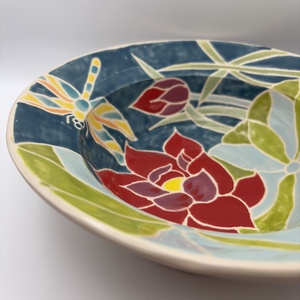 Kerámia tányér � tavirózsás minta minta - otthon & életmód - konyhafelszerelés, tálalás - tálalás - tányér- és poháralátét - Meska.hu