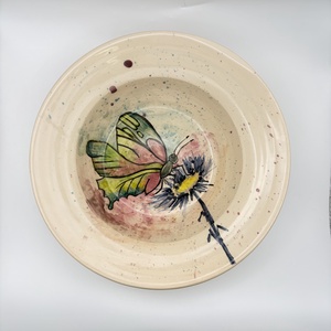 Kerámia tányér � pillangó festett mintával, Otthon & Életmód, Konyhafelszerelés, tálalás, Tálalás, Tányér- és poháralátét, Agyagozás, MESKA