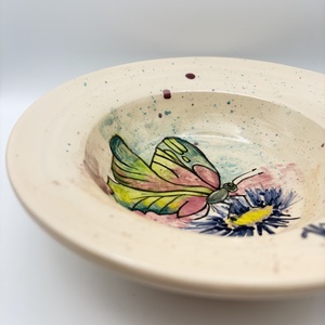 Kerámia tányér � pillangó festett mintával - otthon & életmód - konyhafelszerelés, tálalás - tálalás - tányér- és poháralátét - Meska.hu