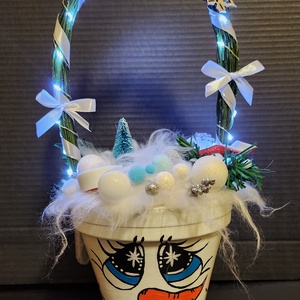 Világítós cserépdísz - karácsony - karácsonyi lakásdekoráció - karácsonyi lakásdíszek - Meska.hu