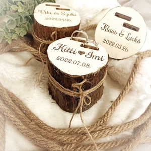 Rusztikus fa gyűrűtartó - esküvő - kiegészítők - gyűrűtartó & gyűrűpárna - Meska.hu