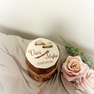 Rusztikus fa gyűrűtartó - esküvő - kiegészítők - gyűrűtartó & gyűrűpárna - Meska.hu