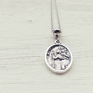 Szent Kristóf amulett, nemesacél láncon - ékszer - nyaklánc - medál - Meska.hu