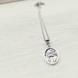 Szent Kristóf amulett, nemesacél láncon - ékszer - nyaklánc - medál - Meska.hu