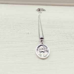 Szent Kristóf amulett, nemesacél láncon - ékszer - nyaklánc - medál - Meska.hu