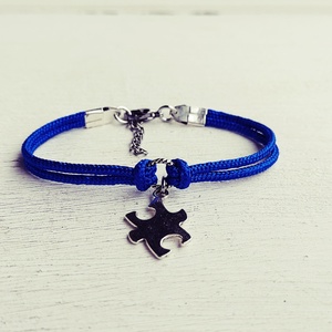 Autizmus karkötő - puzzle - ékszer - karkötő - karkötő medállal - Meska.hu