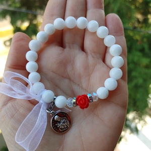 Rózsás Szent Rita karkötő - ékszer - karkötő - charm karkötő - Meska.hu