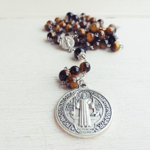 Szent Benedek rózsafüzér - ékszer - nyaklánc - gyöngyös nyaklánc - Meska.hu