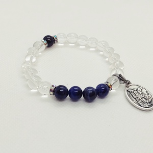 Mihály arkangyal karkötő - hegyikristály, szodalit - ékszer - karkötő - charm karkötő - Meska.hu