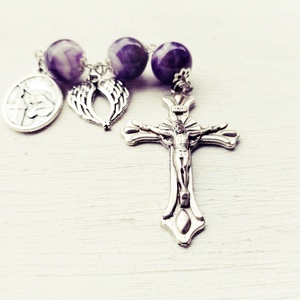 Szent Rita rózsafüzér, rövid - táska & tok - kulcstartó & táskadísz - kulcstartó - Meska.hu