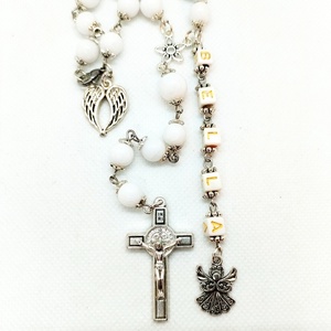 Hófehér rózsafüzér keresztelőre, elsőáldozásra - ékszer - nyaklánc - gyöngyös nyaklánc - Meska.hu
